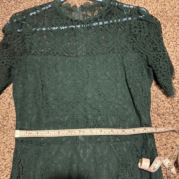 Lulu’s Remarkable Forest Green Sheer Lace Short Sleeve Mini Dress - Picture 7 of 10